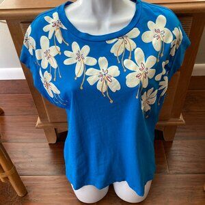 Zara Blue Floral Short Sleeve Tee